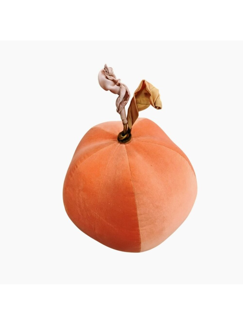 Oi San Francisco Large 15" Stuffed Cloth Pumpkin Peach Fruit Plush Decor Velvet